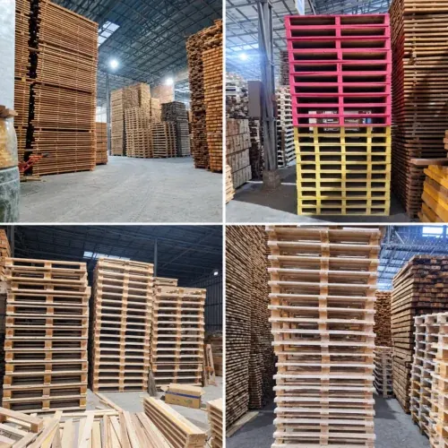 Tumpukan pallet kayu di bengkel produksi Rumpin