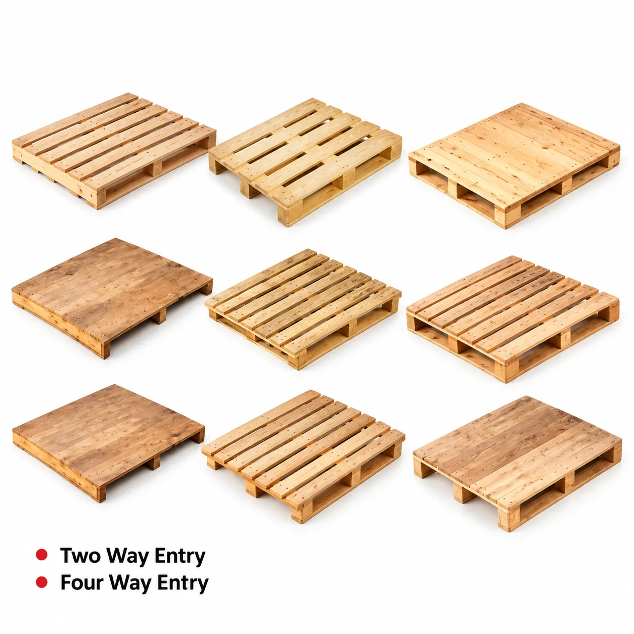 Model pallet kayu two way entry dan four way entry untuk ekspor